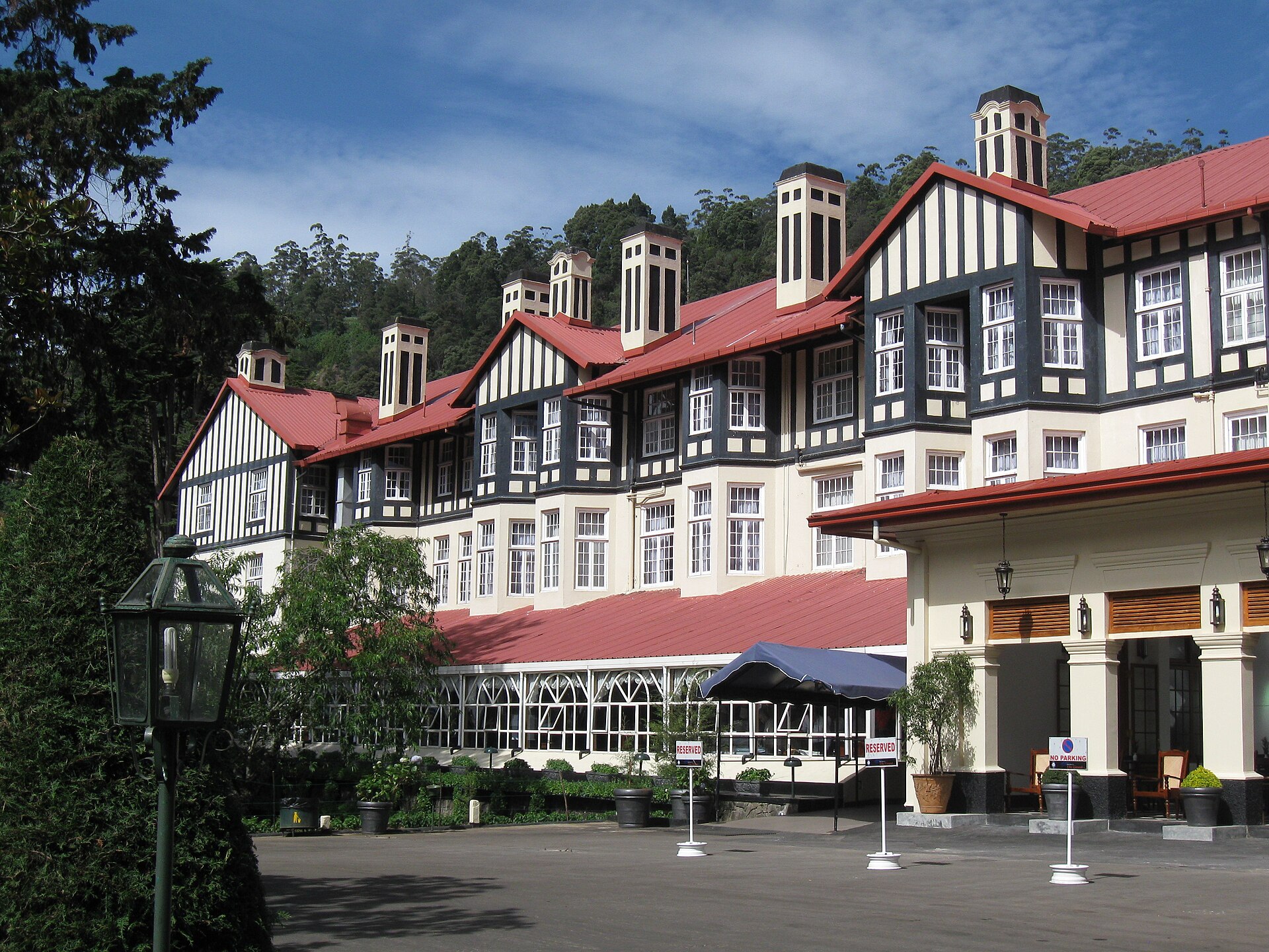 The Grand Hotel and gardens in Nuwara Eliya